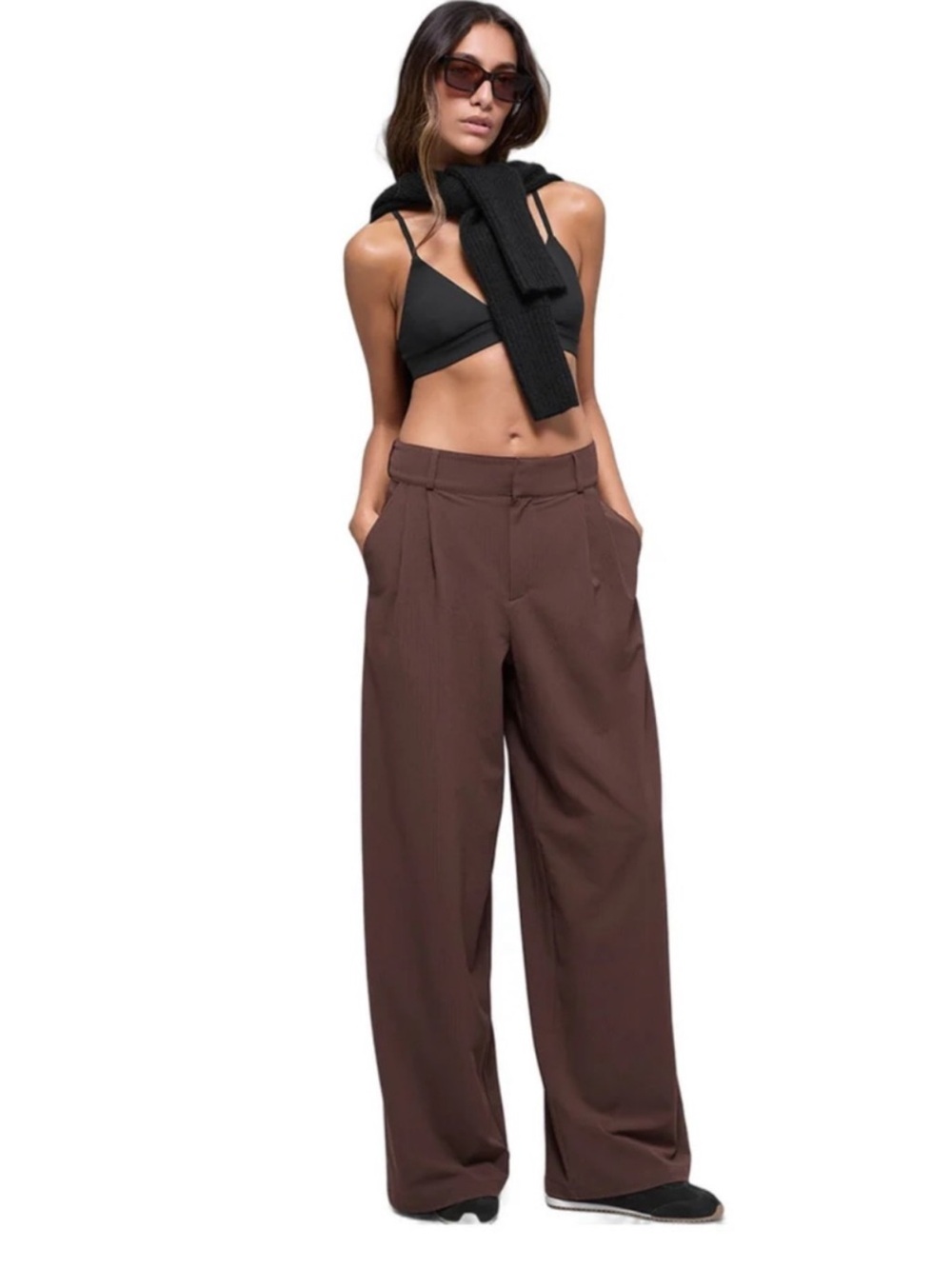 NWT Alo Yoga High Waist Dreamscape Wide Leg Trousers Sz M 8-10 Brownstone W51263